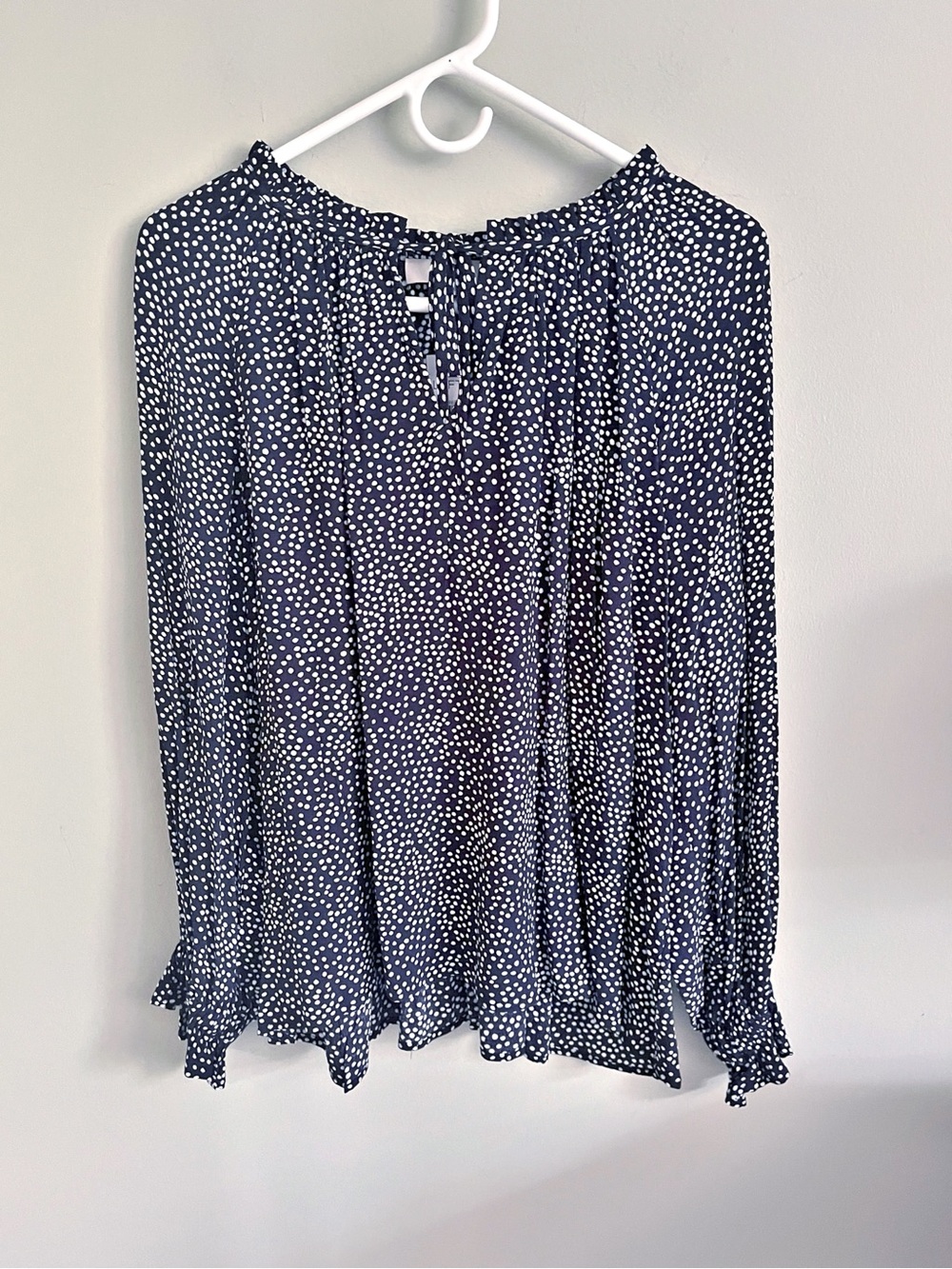 Loft NWT navy blue polkadot blouse